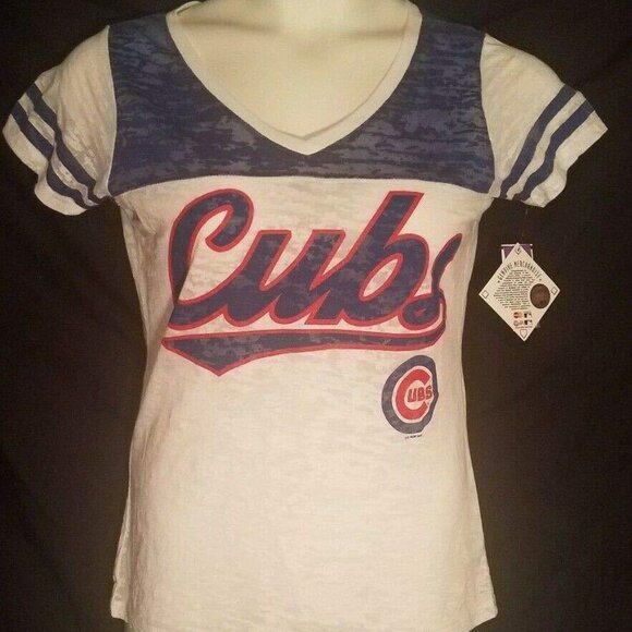 Touch by Alyssa Milano Chicago Cubs G-111 V-Neck T-Shirt - Large - Picture 1 of 9
